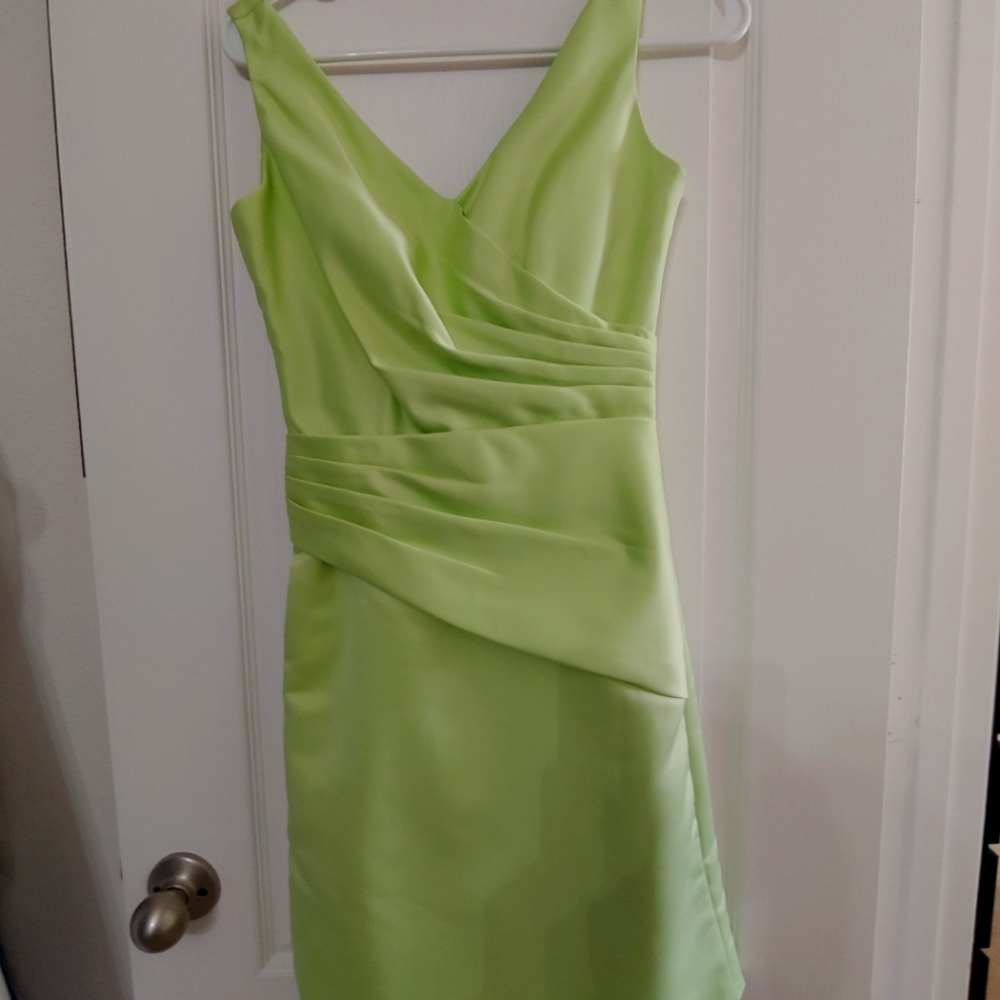 Light green knee length bridesmaid dress
